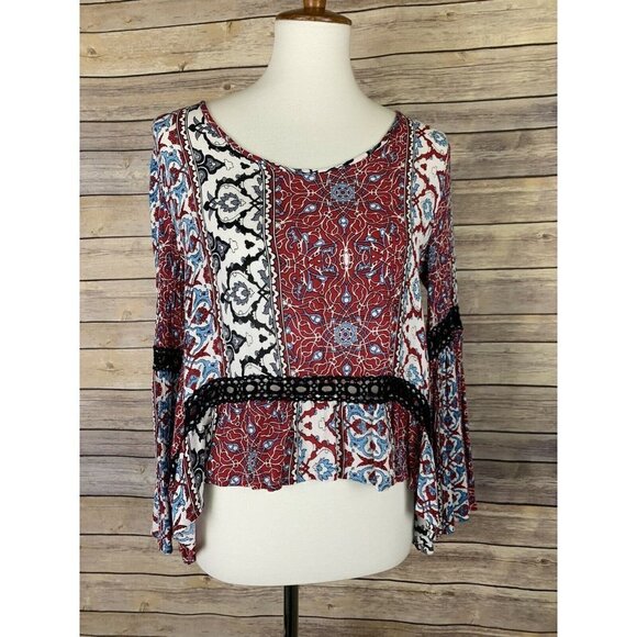 Earthbound Trading Womens S Floral Blouse Strappy - Picture 1 of 9